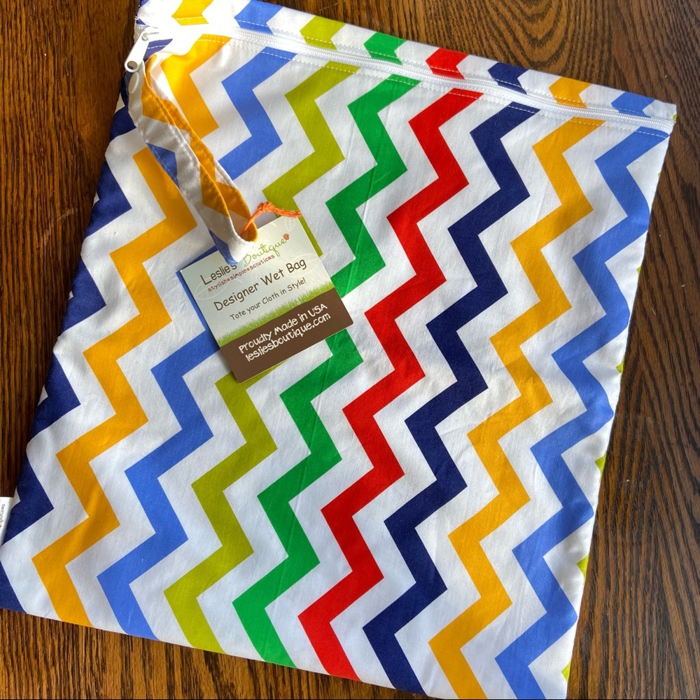 Leslie’s Boutique Medium Wet Bag Chevron - cloth diaper, swim or gym bag